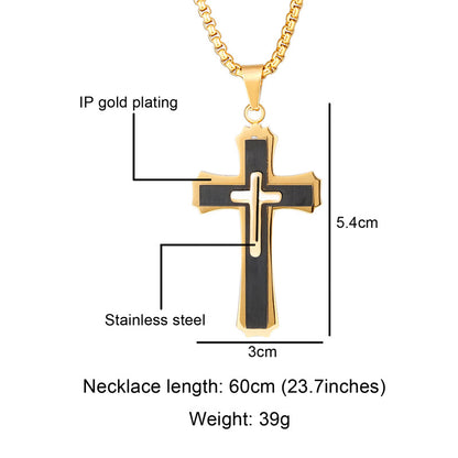 Hip-hop Cross Stainless Steel Pendant Necklace