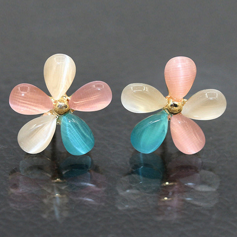Gooddiy Korean Style Cute Opal Flower Earrings Wholesale Jewelry