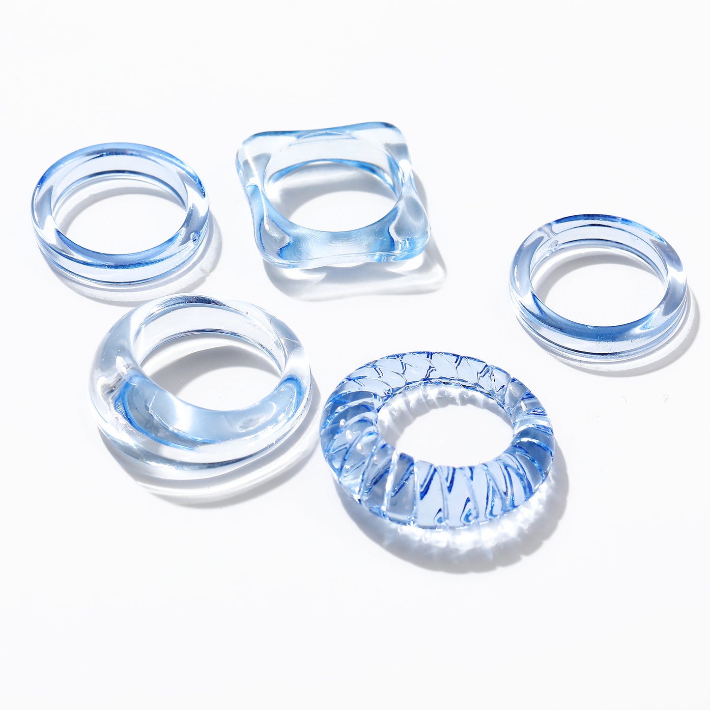 5 Piece Set Simple Style Geometric Transparent Resin Women's Rings