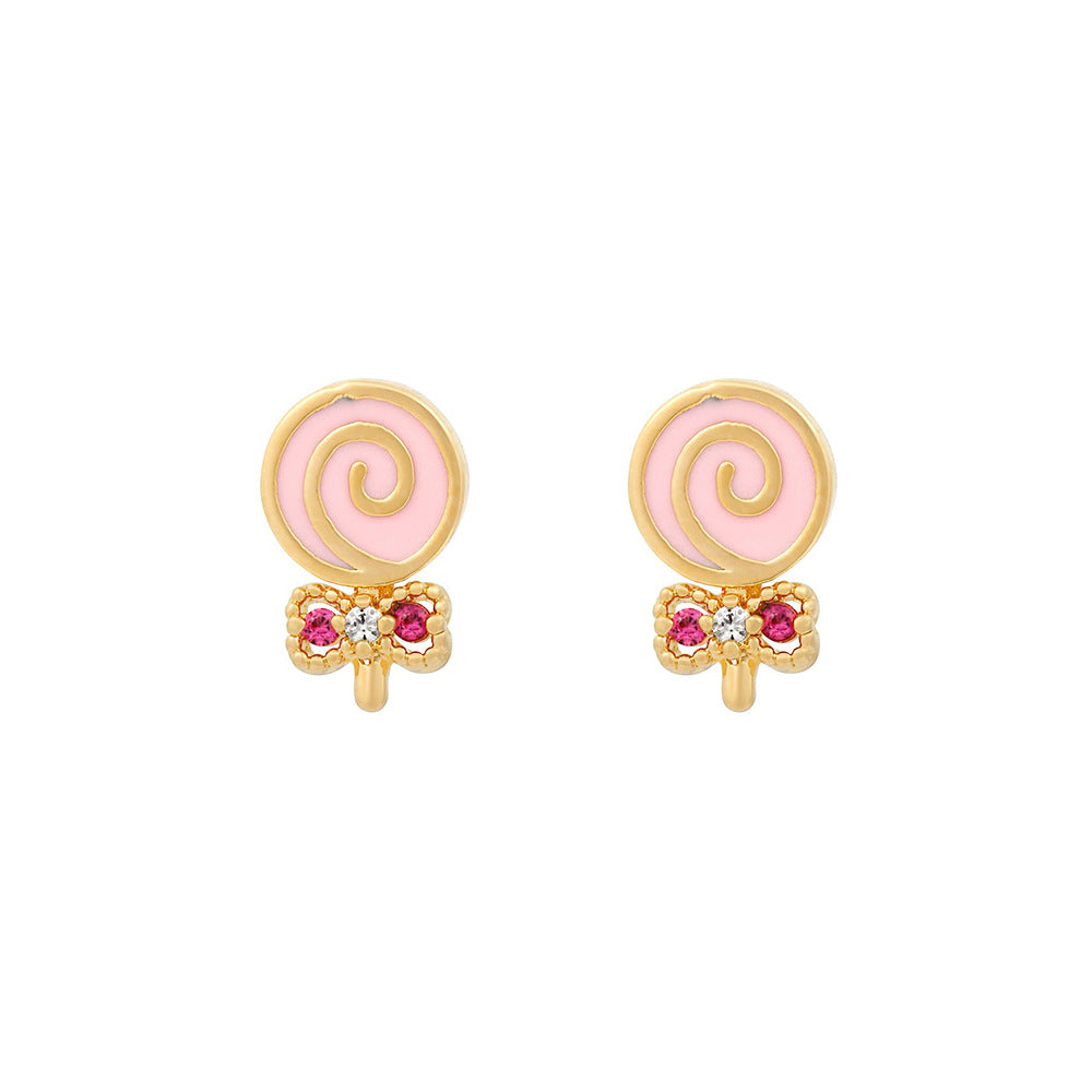 Wholesale Golden Ice Cream Color Zirconium Earrings Gooddiy