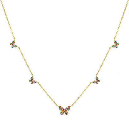 Lady Butterfly Copper Inlay Zircon Women's Necklace