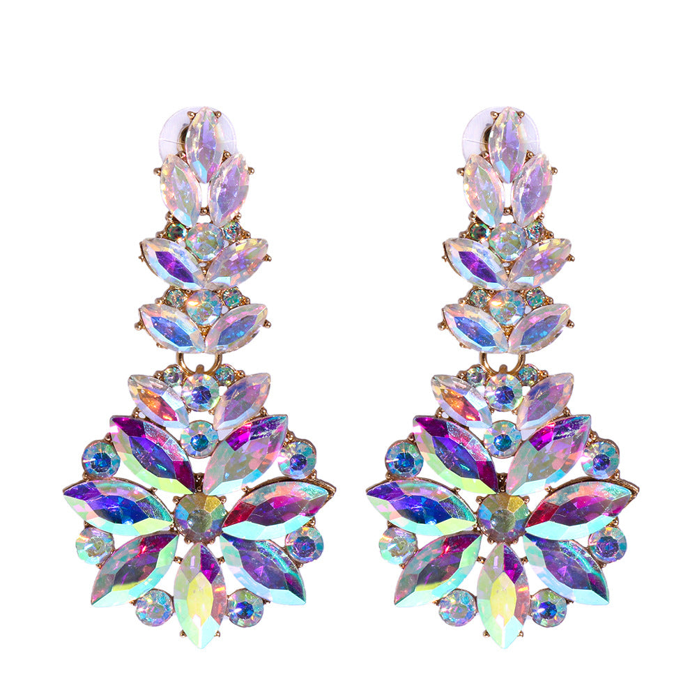 Gooddiy Jewelry Wholesale Fashion Geometric Inlaid Colorful Diamond Earrings