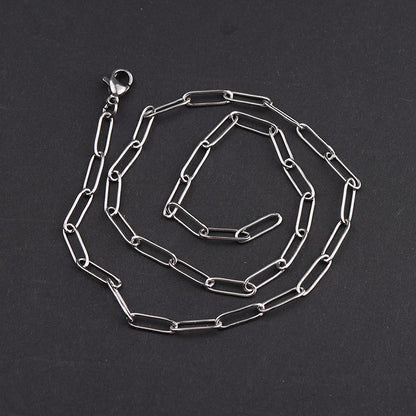 Gooddiy Simple Stainless Steel Oval Chain Bracelet Necklace Jewelry Wholesale