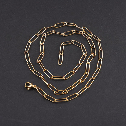 Gooddiy Simple Stainless Steel Oval Chain Bracelet Necklace Jewelry Wholesale