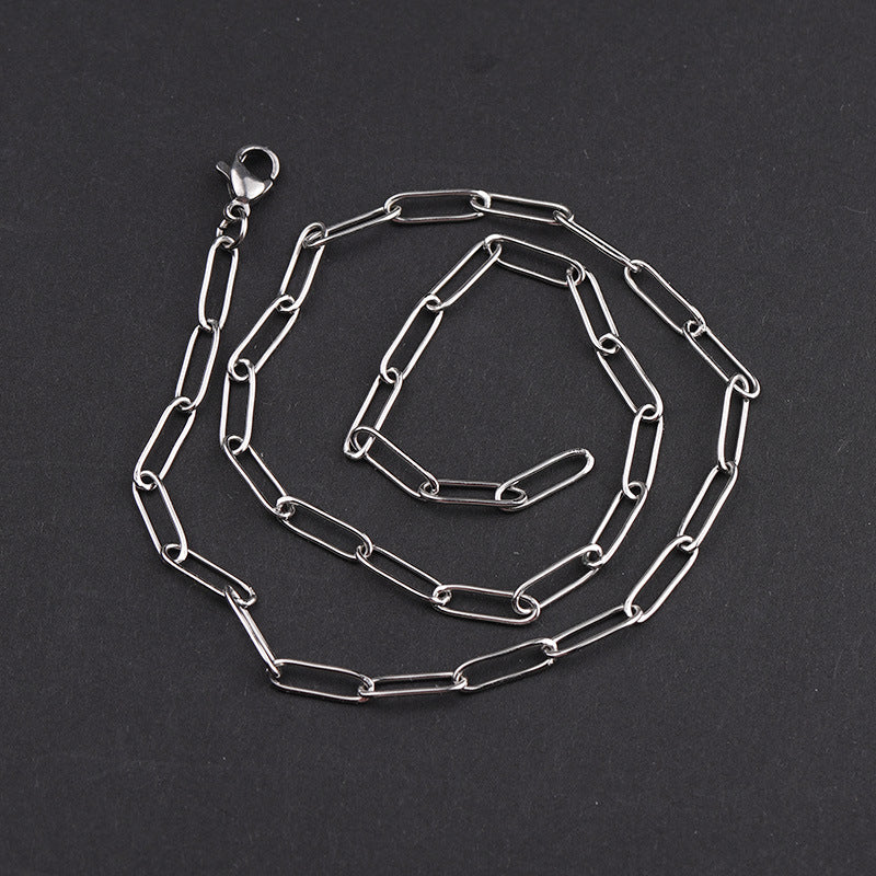 Gooddiy Simple Stainless Steel Oval Chain Bracelet Necklace Jewelry Wholesale