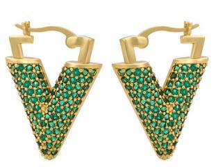 Gooddiy Wholesale Jewelry Colored Micro-inlaid Zircon Inverted Triangle Copper Earrings