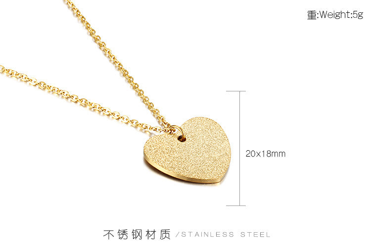 Korean Temperament Love Sandblasting Necklace Simple Fashion Korean Heart-shaped Clavicle Chain