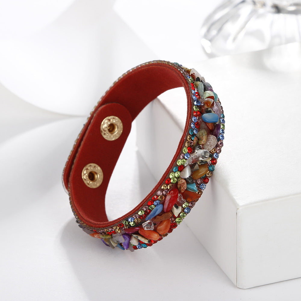 Wholesale Jewelry Retro Multicolor Crushed Stone Inlaid Diamond Bracelet Nihaojewelry