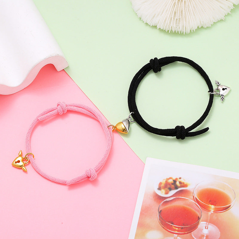 Simple Style Heart Alloy Plating No Inlaid Couple Bracelets