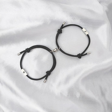 Gooddiy Wholesale Jewelry Simple Stainless Steel Sun And Moon Magnet Couple Bracelets