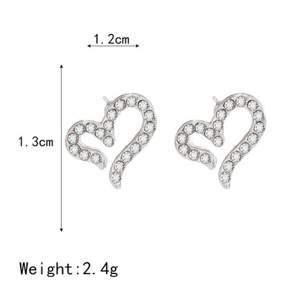 Heart Alloy No Inlaid Earrings Ear Studs