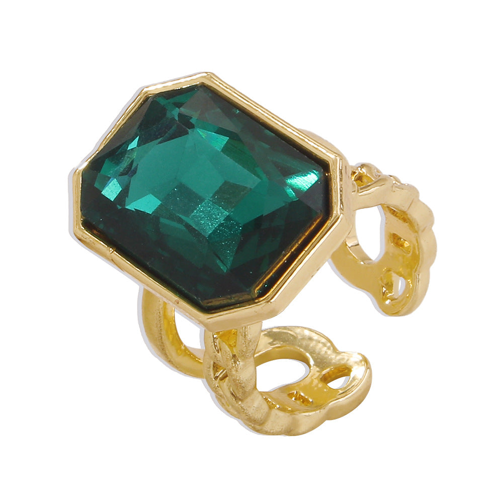 Gooddiy Wholesale Jewelry Simple Square Gem Alloy Open Ring