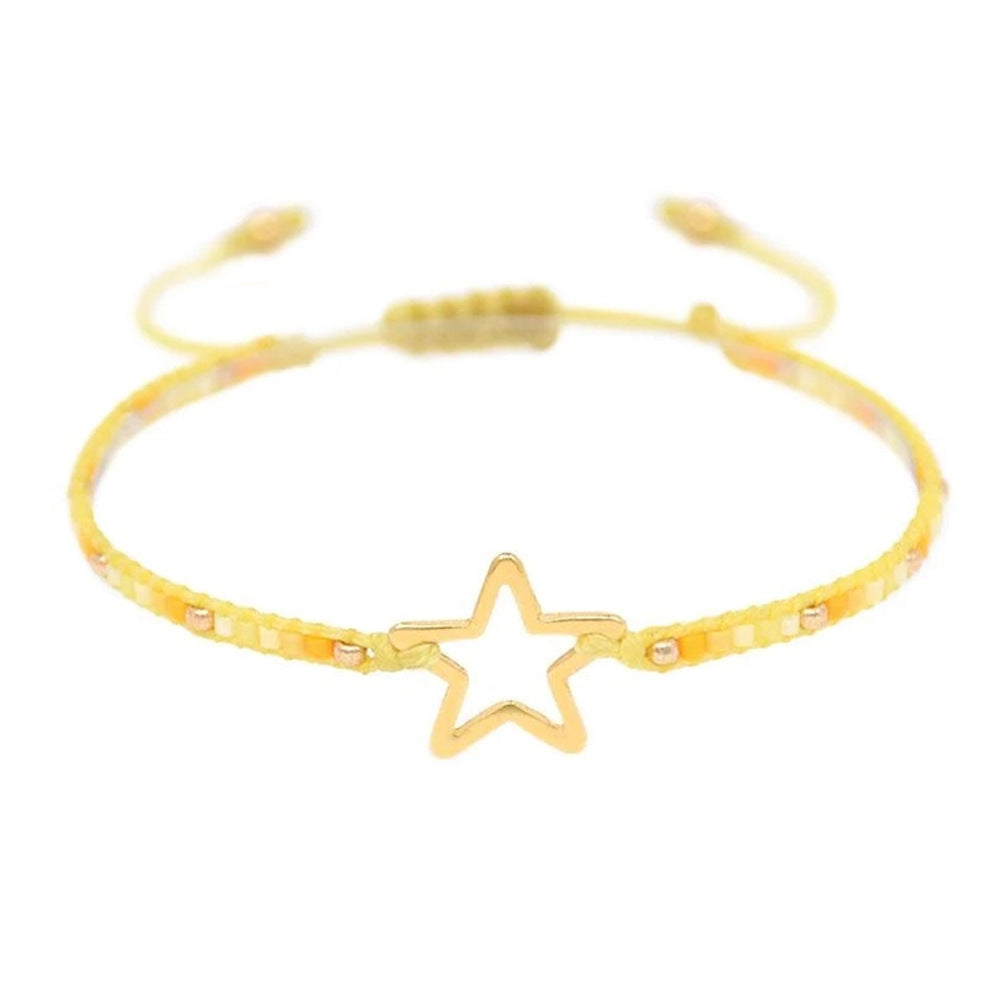 Wholesale Jewelry Ethnic Stainless Steel Hollow Star Rice Beads Bracelet Gooddiy