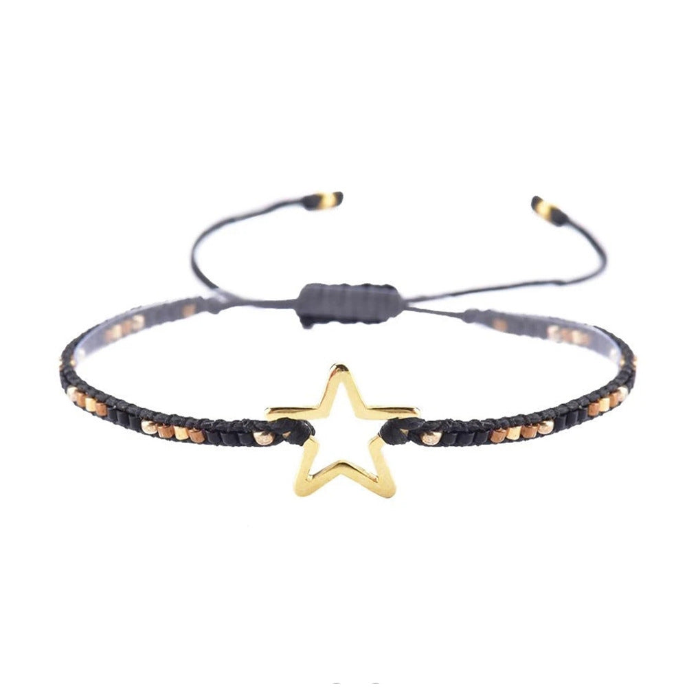 Wholesale Jewelry Ethnic Stainless Steel Hollow Star Rice Beads Bracelet Gooddiy