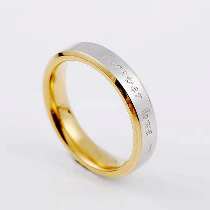 Wholesale Korean Lettering Titanium Steel 18k Gold Couple Ring Gooddiy