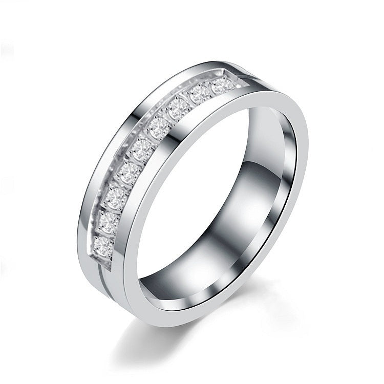 Wholesale Fashion Stainless Steel Diamond-studded Couple Rings Gooddiy
