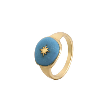 Retro Star Moon Alloy Enamel Plating Women's Rings