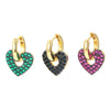 Wholesale Jewelry Micro-inlaid Zircon Heart Color Diamond Copper Earrings Gooddiy