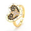 Wholesale Heart-shaped Cross Micro-inlaid Zircon Opening Adjustable Ring Gooddiy