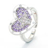 Wholesale Heart-shaped Cross Micro-inlaid Zircon Opening Adjustable Ring Gooddiy