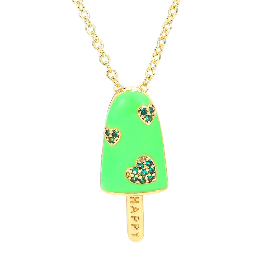 Wholesale Jewelry Popsicle-shaped Oil Drop Pendant Copper Inlaid Zircon Necklace Gooddiy