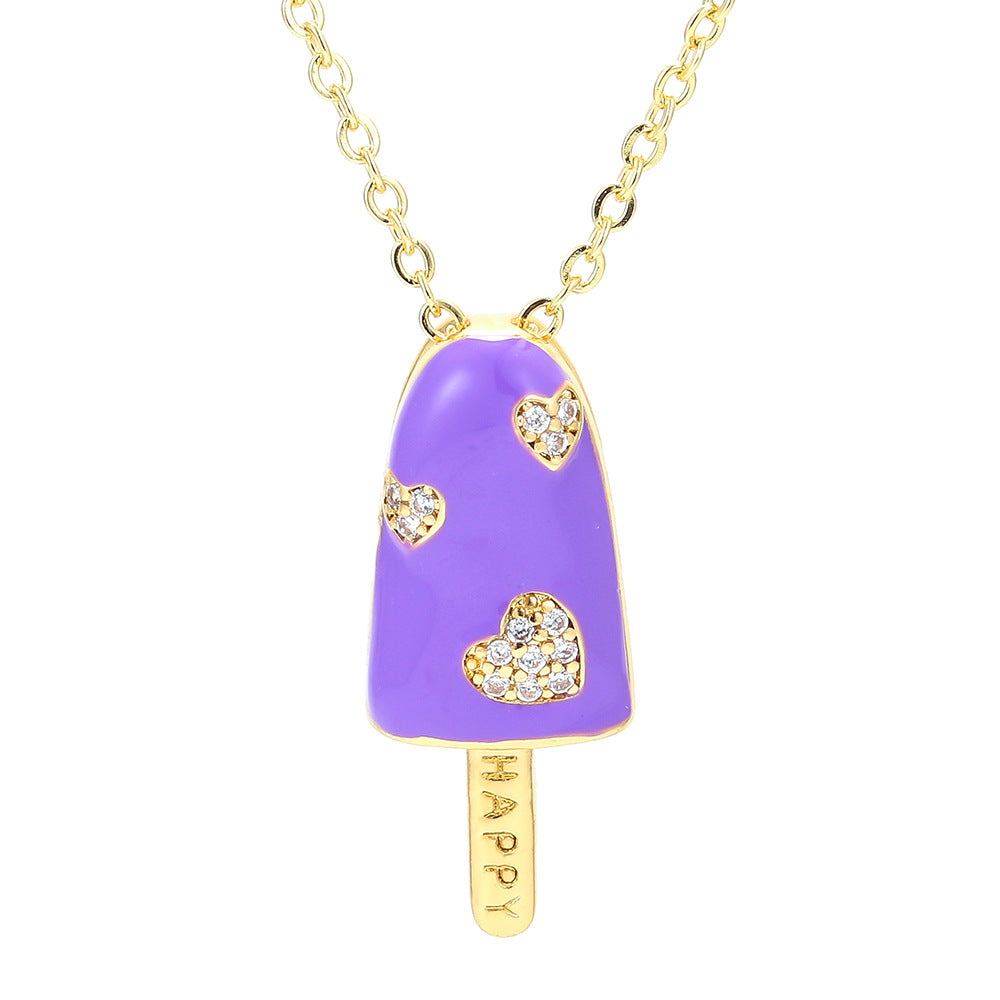 Wholesale Jewelry Popsicle-shaped Oil Drop Pendant Copper Inlaid Zircon Necklace Gooddiy