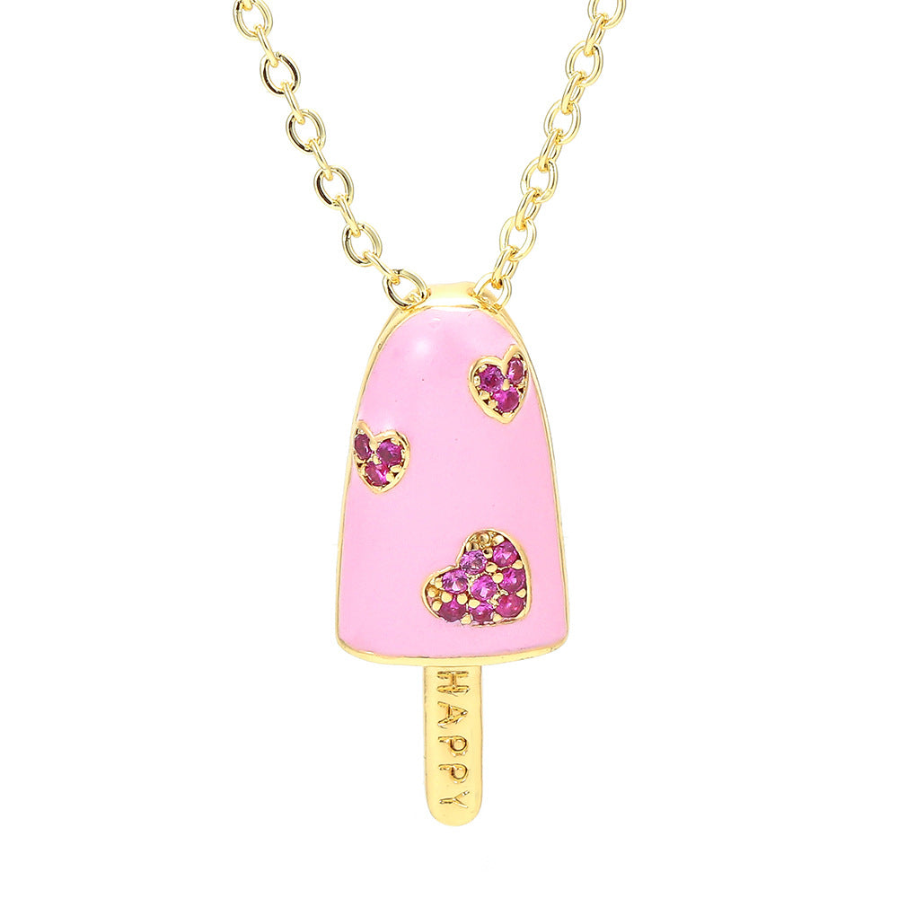 Wholesale Jewelry Popsicle-shaped Oil Drop Pendant Copper Inlaid Zircon Necklace Gooddiy