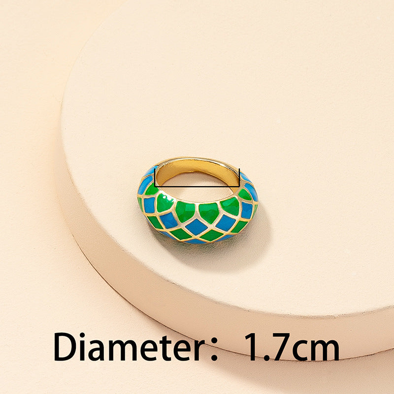 Wholesale Jewelry Enamel Glaze Plaid Ring Gooddiy