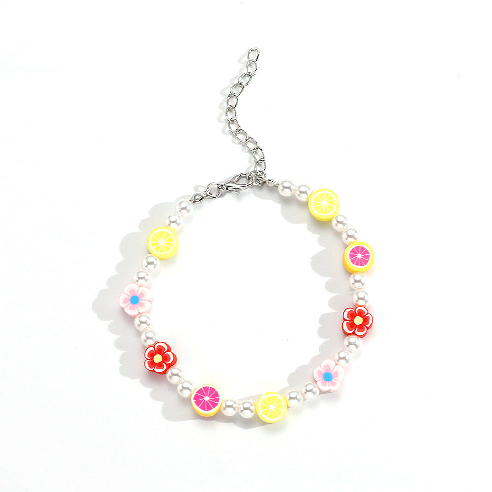 Rice Bead Soft Pottery Resin Flower Pearl Anklet Wholesale Jewelry Gooddiy