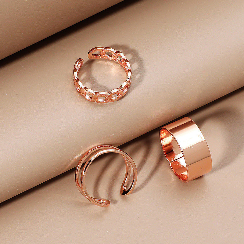 Wholesale Jewelry Retro Folding Twist Hollow Ring Set Gooddiy