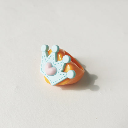 Wholesale  Cartoon Crown Cute Little Yellow Duck Cloud Multi-color Resin Ring