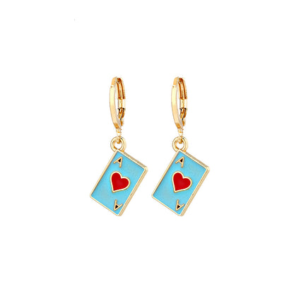 Wholesale Jewelry Metal Heart Dripping Playing Card Earrings Gooddiy