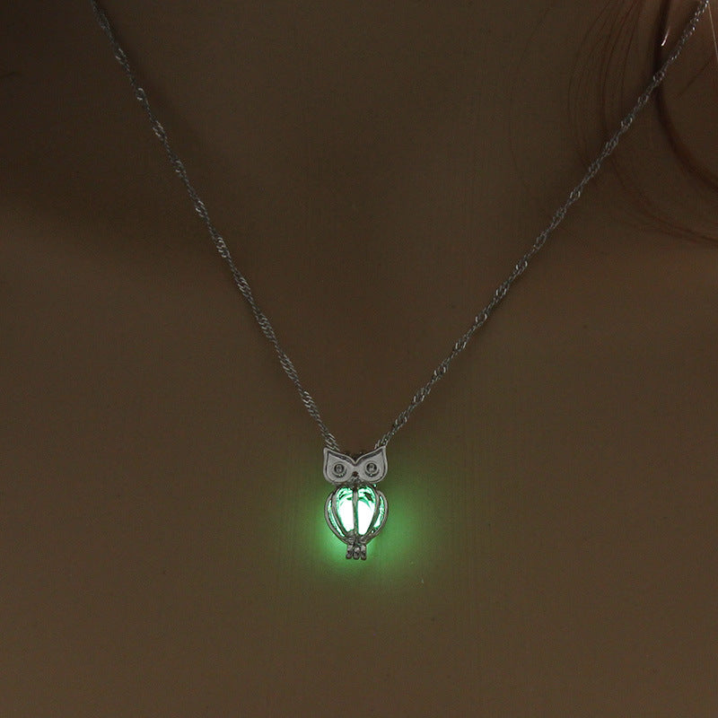 Wholesale Jewelry Luminous Hollow Owl-shaped Pendant Necklace Gooddiy