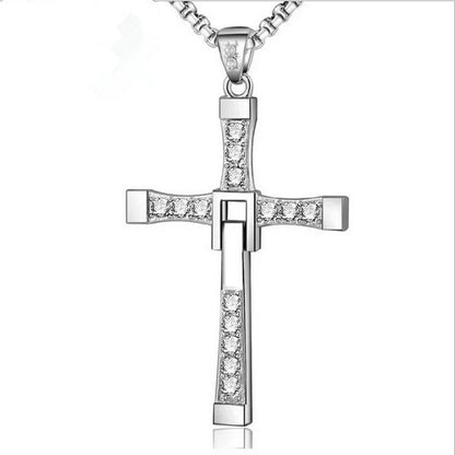 Wholesale Fashion Cross Diamond Titanium Steel Pendant Necklace Gooddiy