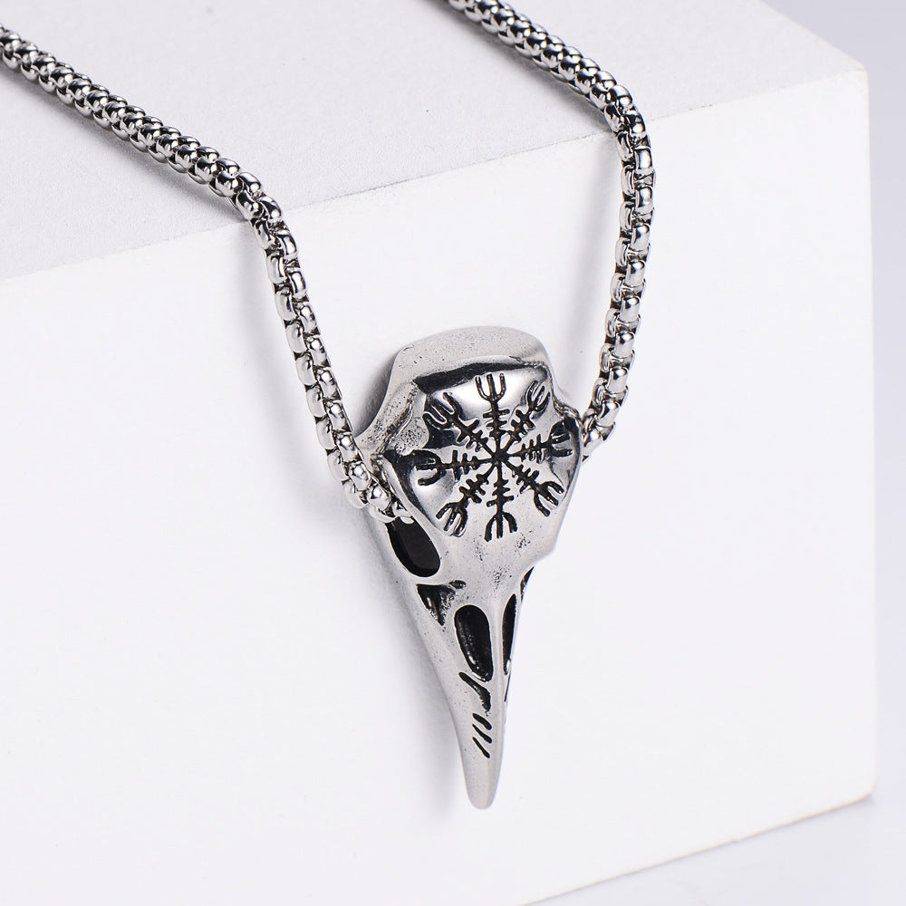 Retro Compass Crow Head Olecrane Stainless Steel Pendant Wholesale Gooddiy