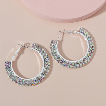 Wholesale Fashion Double Row Crystal Diamond Earring Gooddiy