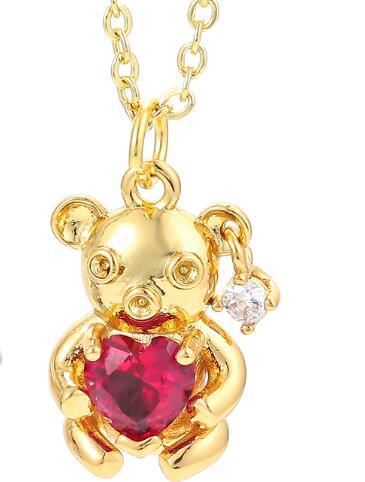 Wholesale Jewelry Heart Bear Pendant Copper Inlaid Zircon Necklace Gooddiy