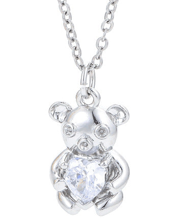 Wholesale Jewelry Heart Bear Pendant Copper Inlaid Zircon Necklace Gooddiy