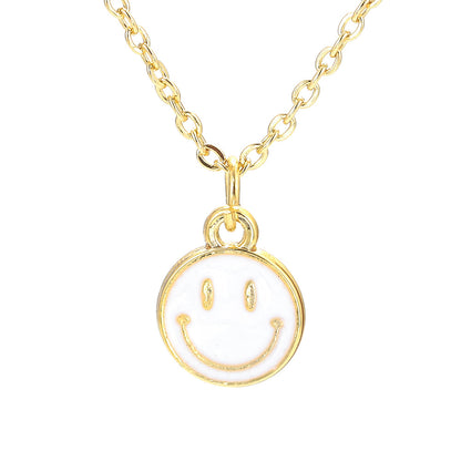 Wholesale Jewelry Smile Face Oil Drop Pendant Copper Necklace Gooddiy