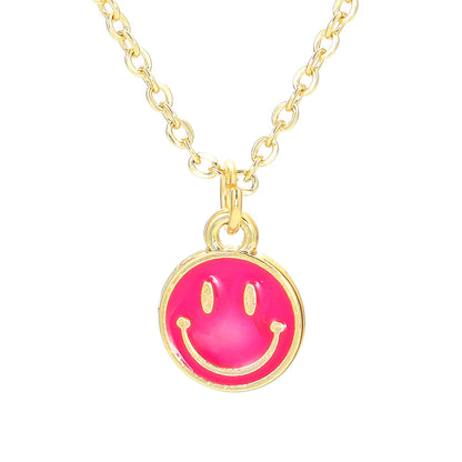 Wholesale Jewelry Smile Face Oil Drop Pendant Copper Necklace Gooddiy