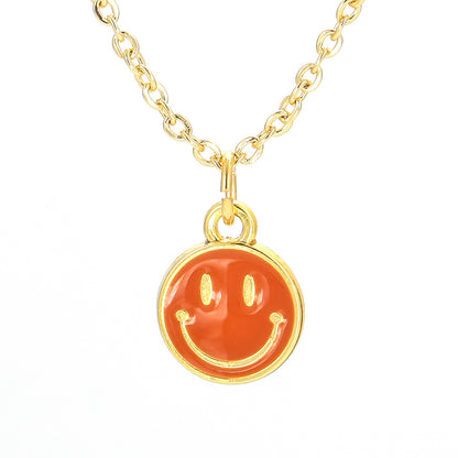 Wholesale Jewelry Smile Face Oil Drop Pendant Copper Necklace Gooddiy