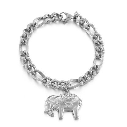 Stainless Steel Chain Elephant Tag Fashion Bracelet Wholesale Jewelry Gooddiy