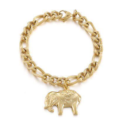 Stainless Steel Chain Elephant Tag Fashion Bracelet Wholesale Jewelry Gooddiy