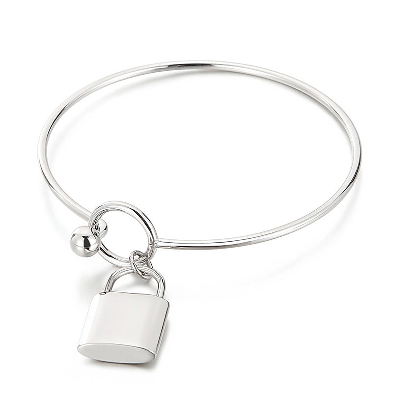 Stainless Steel Lock Pendant Simple Bracelet Wholesale Jewelry Gooddiy