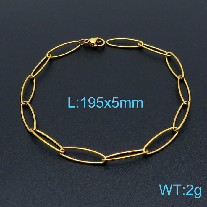 Simple Titanium Oval Clavicle Chain Bracelet Set Wholesale Gooddiy