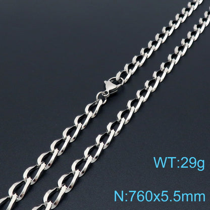 New Simple Fashion Stainless Golden Steel Bracelet Necklace Set Wholesale Gooddiy