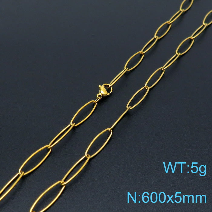 Simple Titanium Oval Clavicle Chain Bracelet Set Wholesale Gooddiy