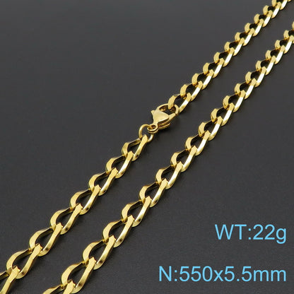 New Simple Fashion Stainless Golden Steel Bracelet Necklace Set Wholesale Gooddiy