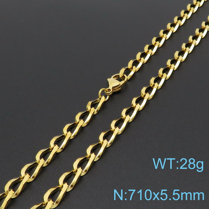 New Simple Fashion Stainless Golden Steel Bracelet Necklace Set Wholesale Gooddiy
