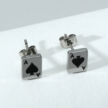 Retro Geometric Stainless Steel No Inlaid Earrings Ear Studs